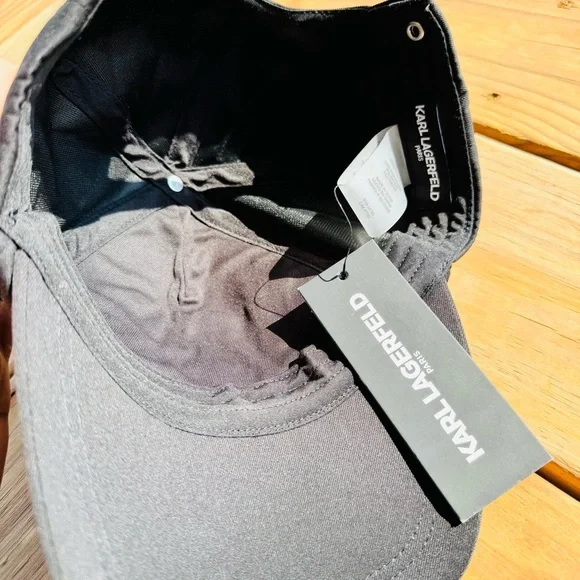 NWT Karl Lagerfeld Paris Embellished Iconic Pin Baseball Cap - Picture 5 of 7